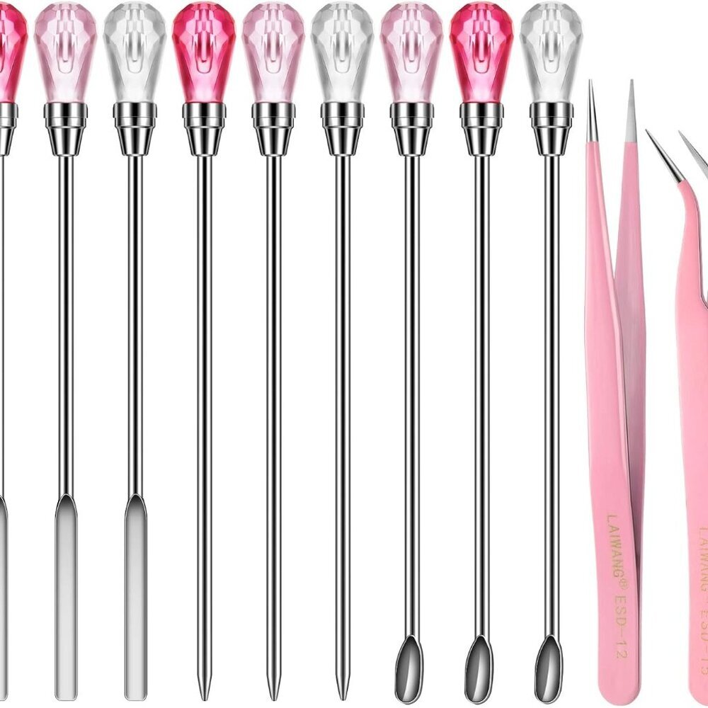 11 Pieces Resin Spoon Tools Kit, 9 Pieces Stirring Poke Needle Scoop and 2 Piece